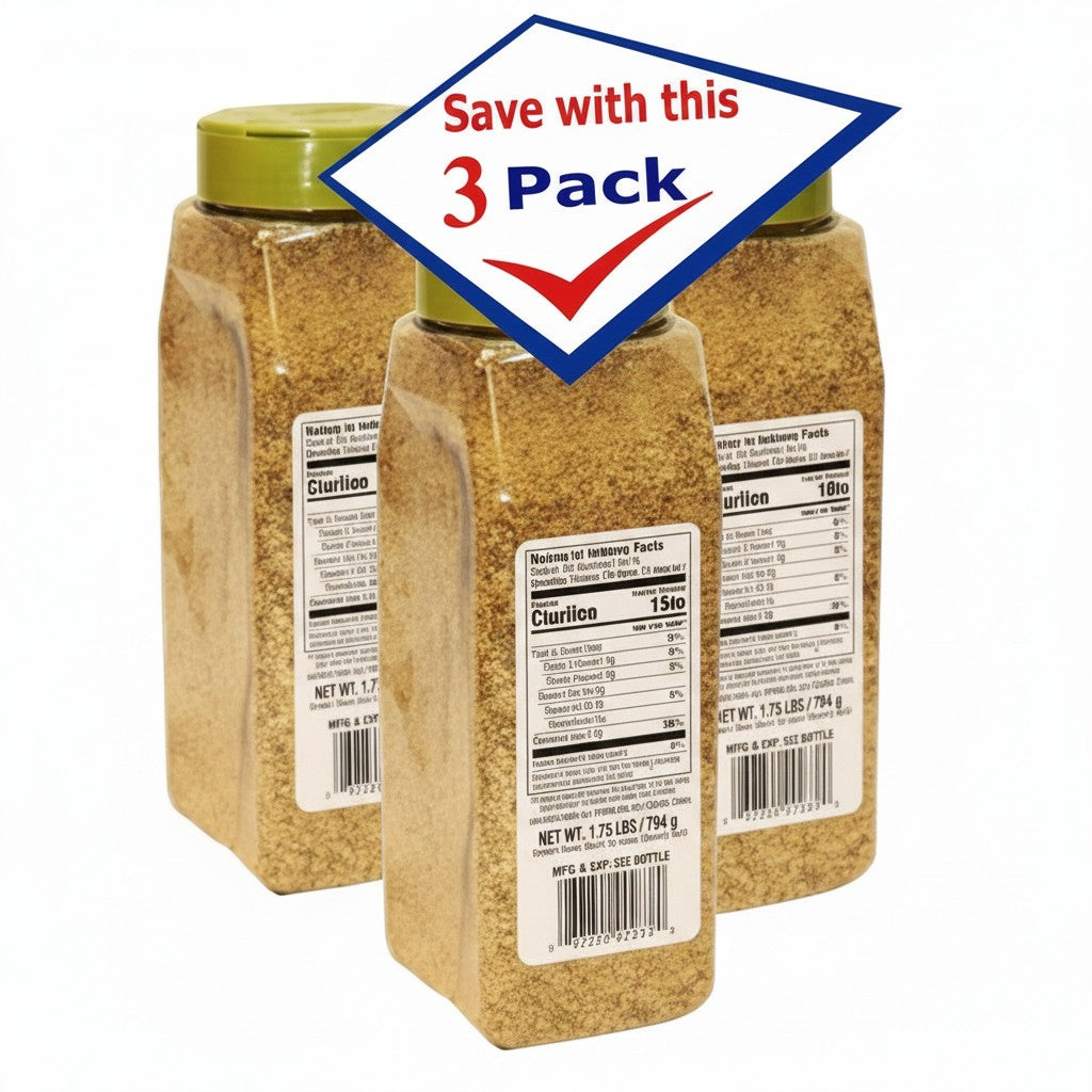 Bodega Badia Sazón Tropical Seasoning, 3-pack of 1.75 lb jugs, no MSG, golden spice blend for Latin cuisine.
