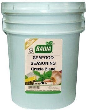 Bodega Badia Seafood Seasoning Creole Blend (Blackened) in a 20 lb bucket. Perfect for Cajun and Creole cooking.