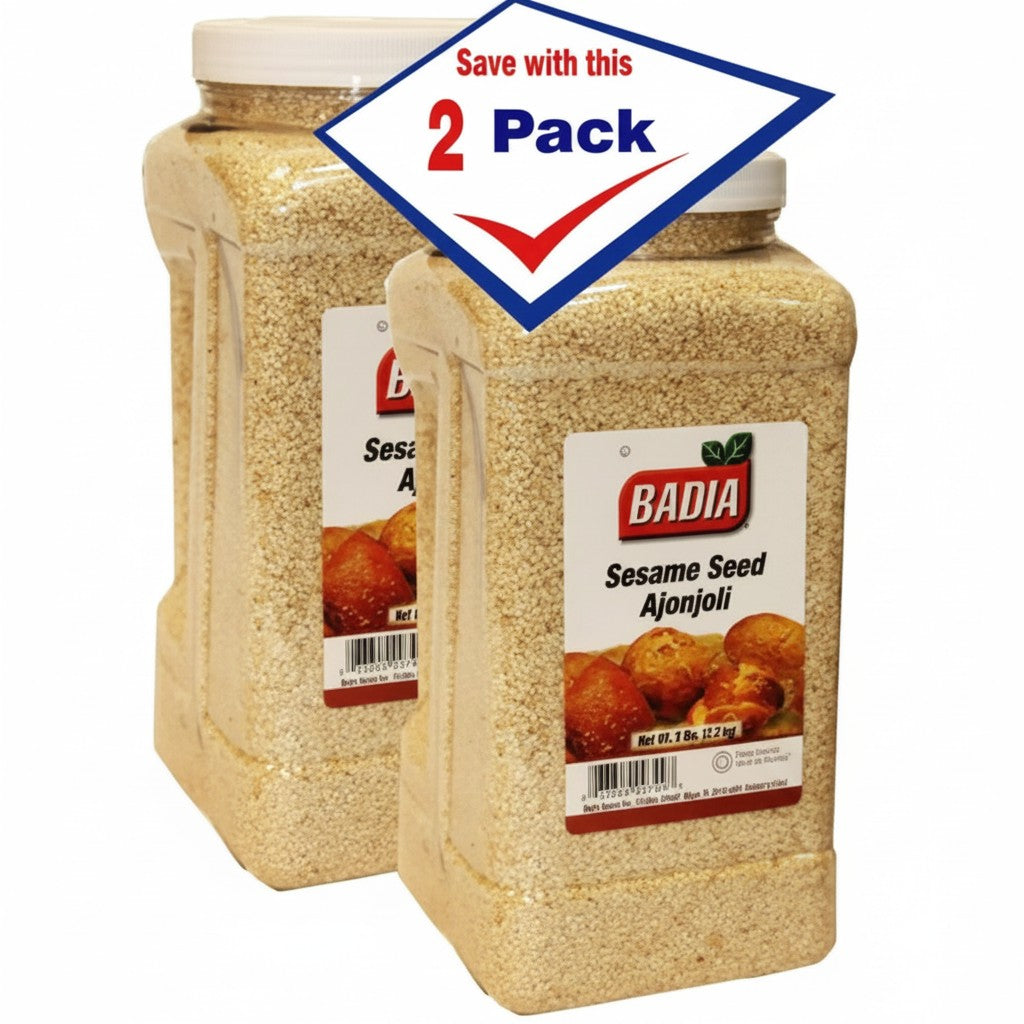 Bodega Badia Sesame Seed Ajonjoli, 2 pack of 5 lb containers. Hulled sesame seeds for culinary use.