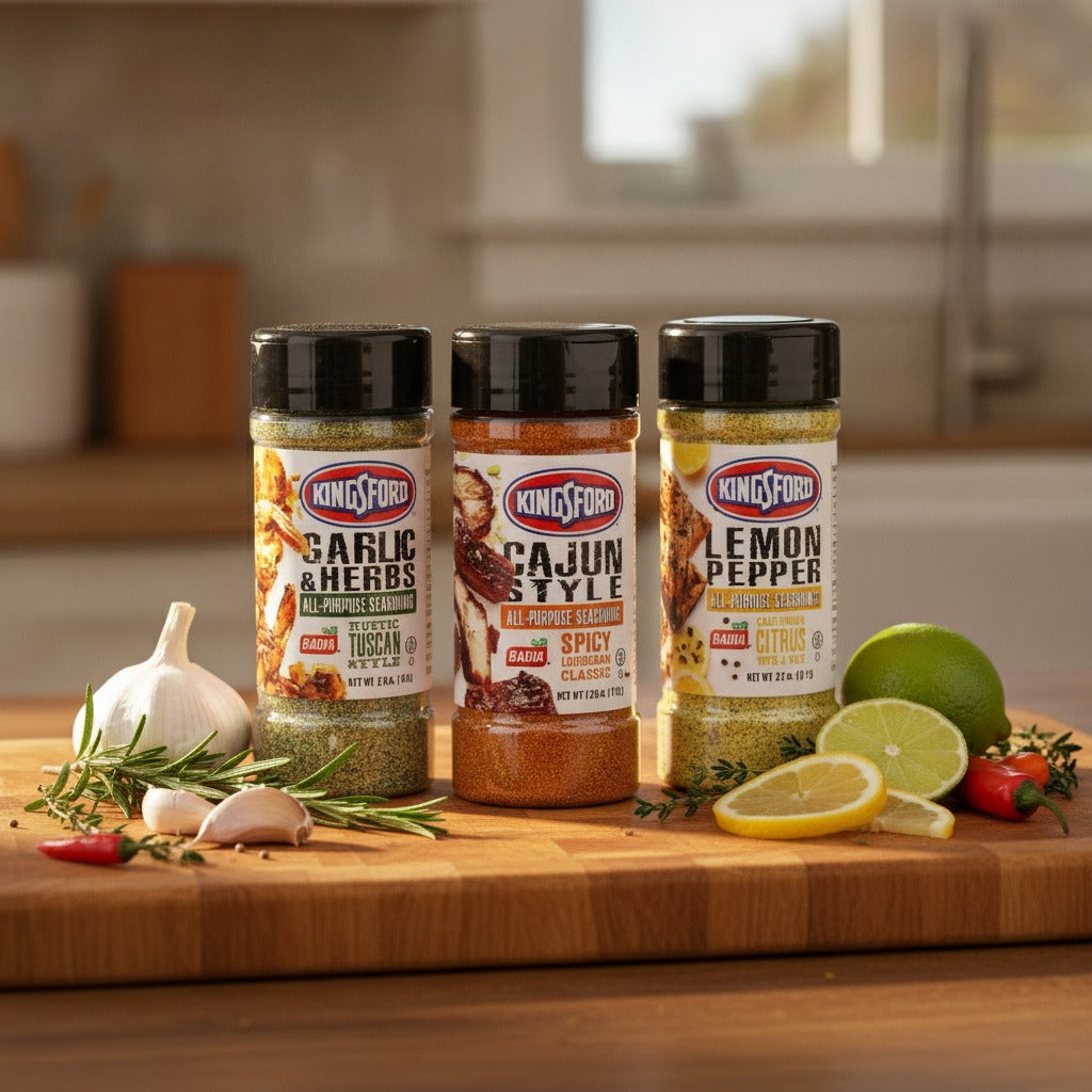 Kingsford Garlic Herbs, Lemon Pepper & Cajun Seasoning Bundle — lifestyle