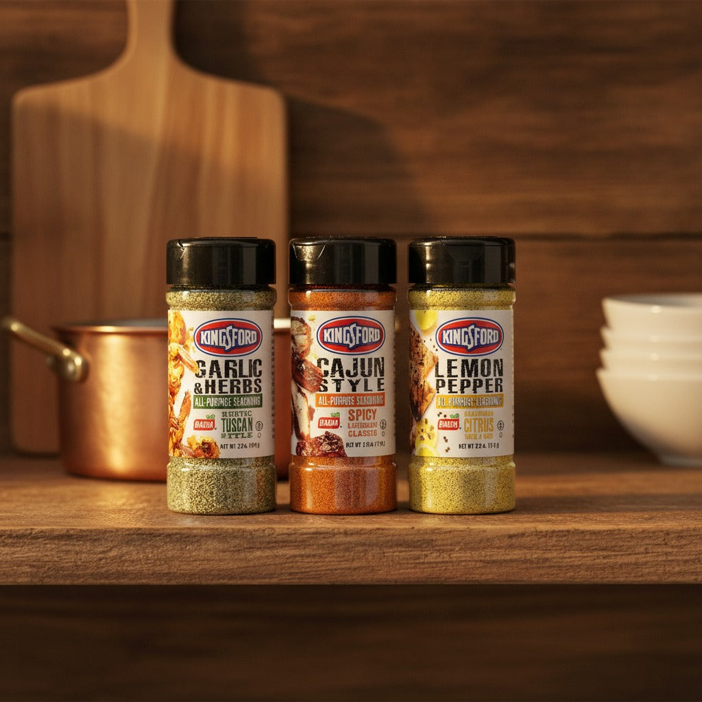 Kingsford Garlic Herbs, Lemon Pepper & Cajun Seasoning Bundle — lifestyle