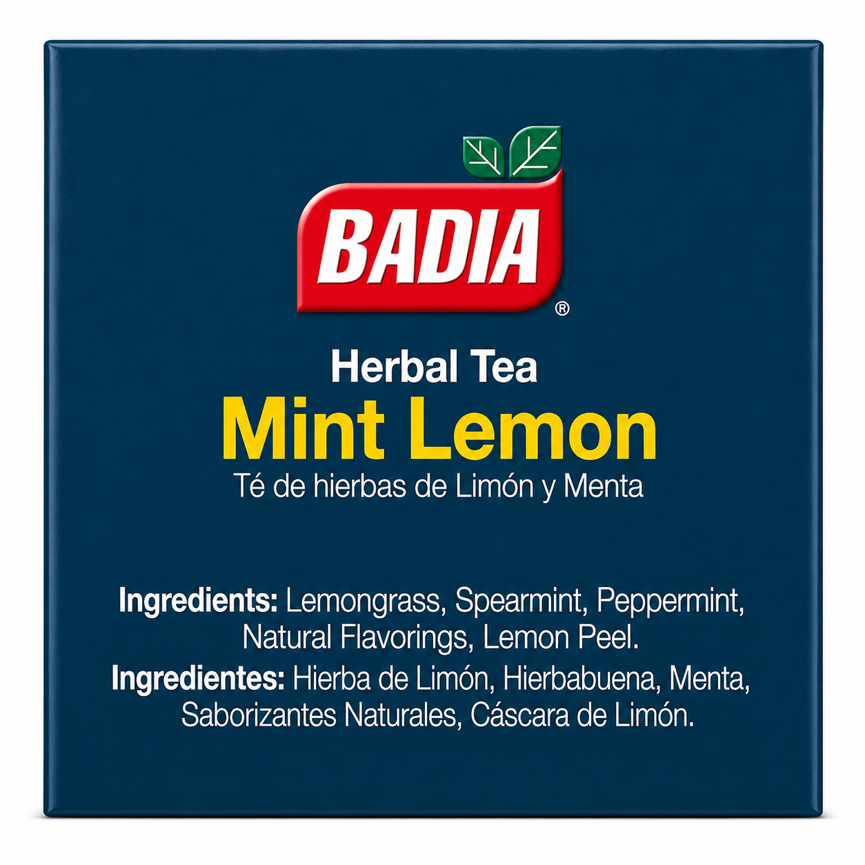 Badia Mint Lemon Herbal Tea Bags - Caffeine Free Tea 25 Ct