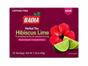 Badia Hibiscus Lime Herbal Tea (Flor de Jamaica), 25 Bags