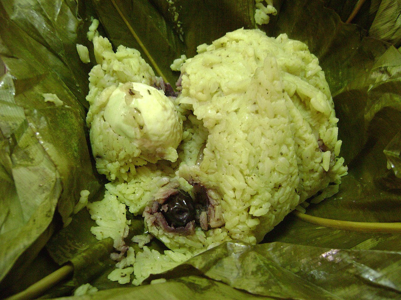 A juane opened in its leaf wrapping